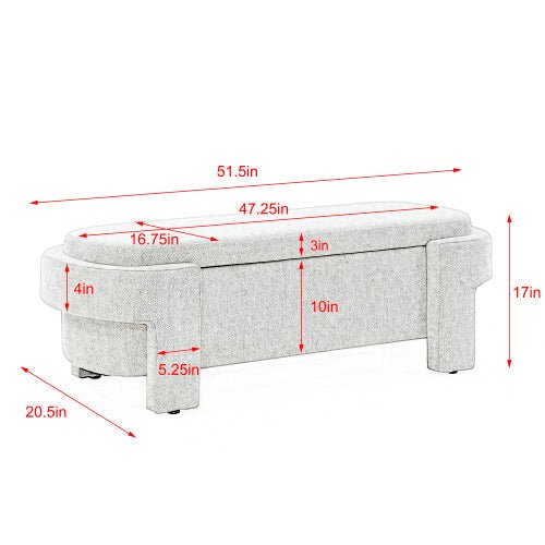 Linen Fabric Upholstered Bench with Large Storage Space for the Living - Solutionists LLCFurniture
