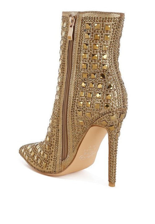 Frostin Pointed Toe Rhinestones Stiletto Boots - Solutionist
