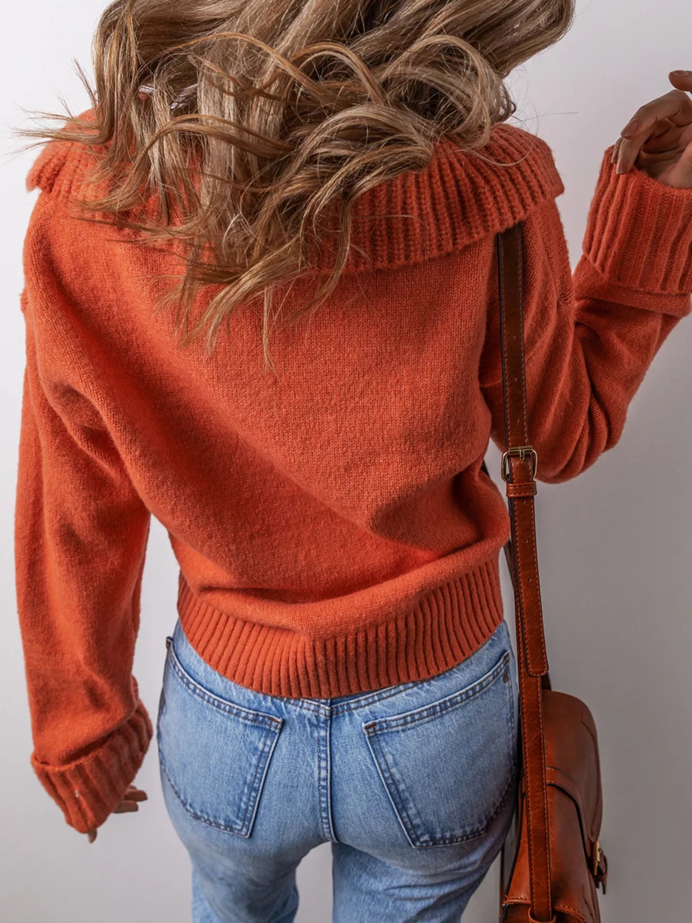 Collared V Neck Ribbed Edge Sweater - Solutionist