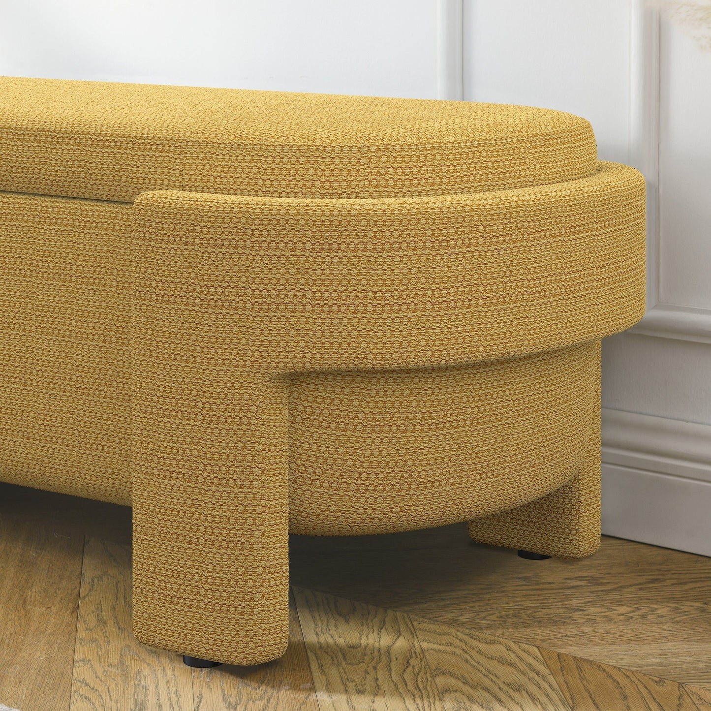 Linen Fabric Upholstered Bench with Large Storage Space for the Living - Solutionists LLCFurniture