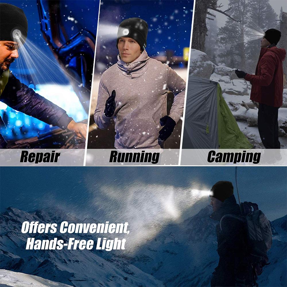 Wireless Bluetooth LED Hat with Music Speakers Light Winter Gift - Solutionists LLCSports & Outdoors