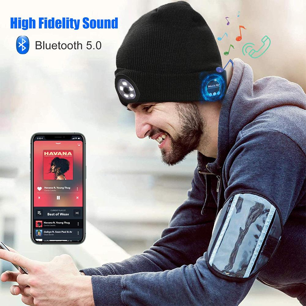 Wireless Bluetooth LED Hat with Music Speakers Light Winter Gift - Solutionists LLCSports & Outdoors