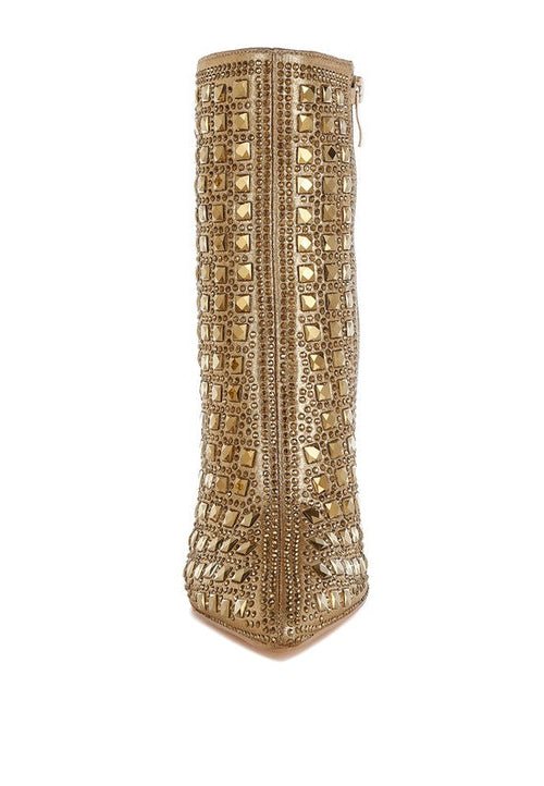 Frostin Pointed Toe Rhinestones Stiletto Boots - Solutionist