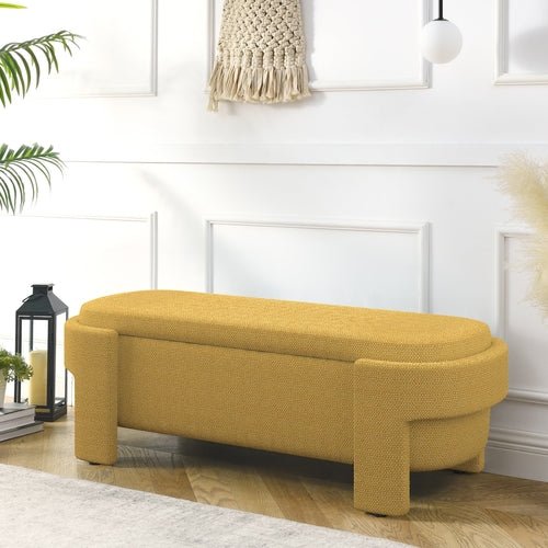 Linen Fabric Upholstered Bench with Large Storage Space for the Living - Solutionists LLCFurniture