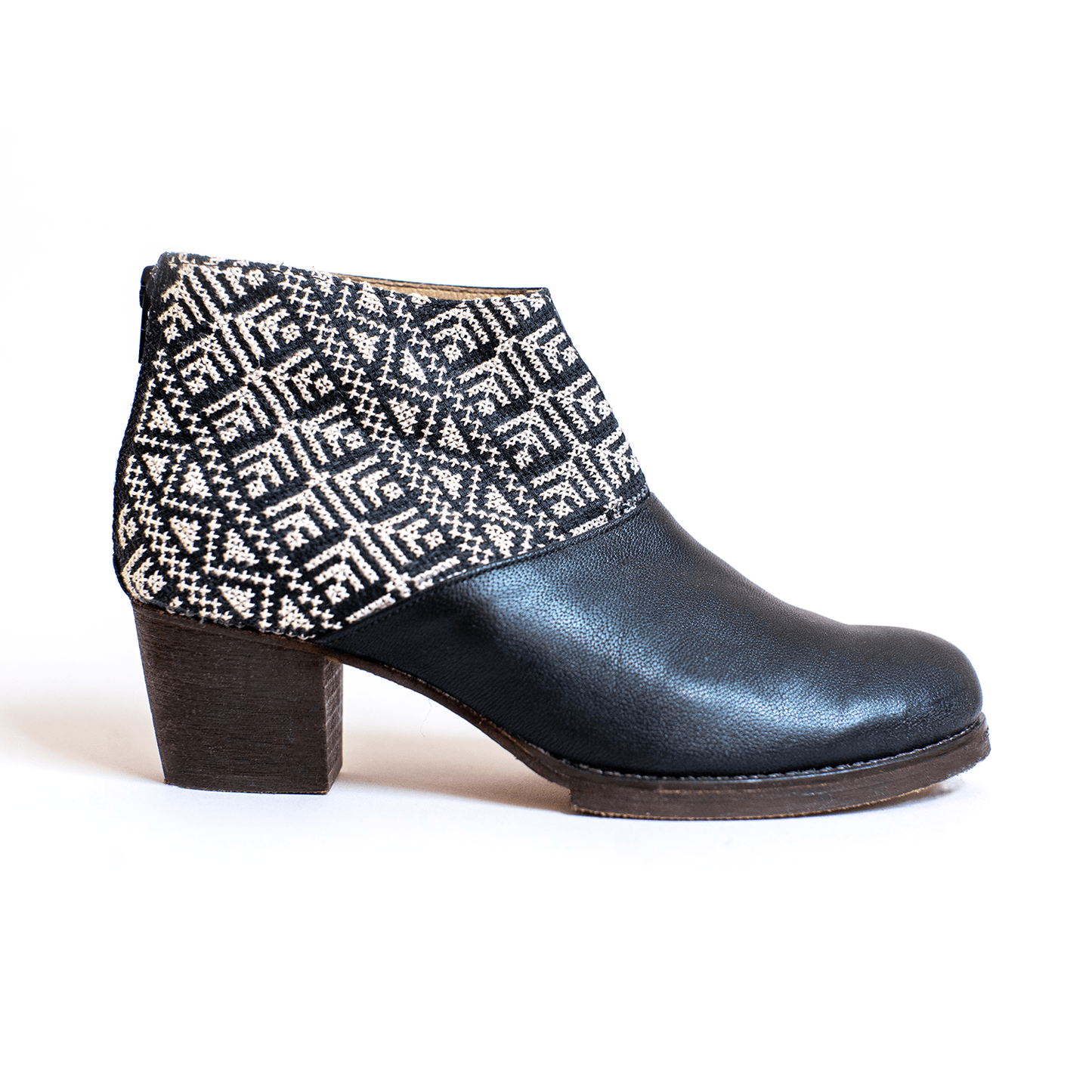 Salma Ankle Boot - Black and Ecru - Solutionist