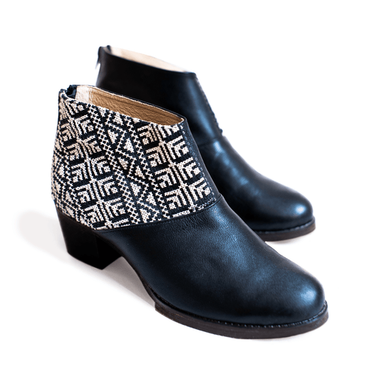 Salma Ankle Boot - Black and Ecru - Solutionist