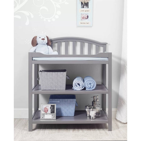 SF Home Baby Toddler Changing Table in Grey Wood Finish with Changing Pad - SolutionistBedroom > Baby & Kids
