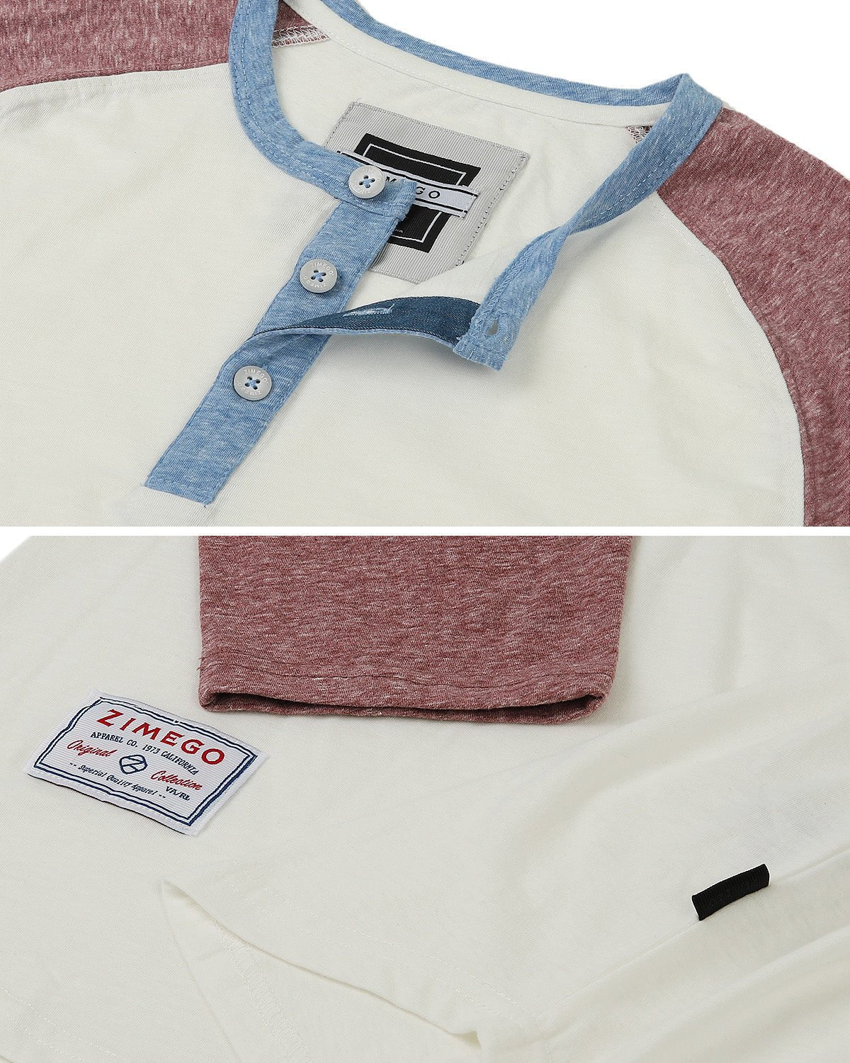 ZIMEGO Men's 3/4 Sleeve Baseball Retro Raglan Henley Shirts - Solutionist3/4 Sleeve