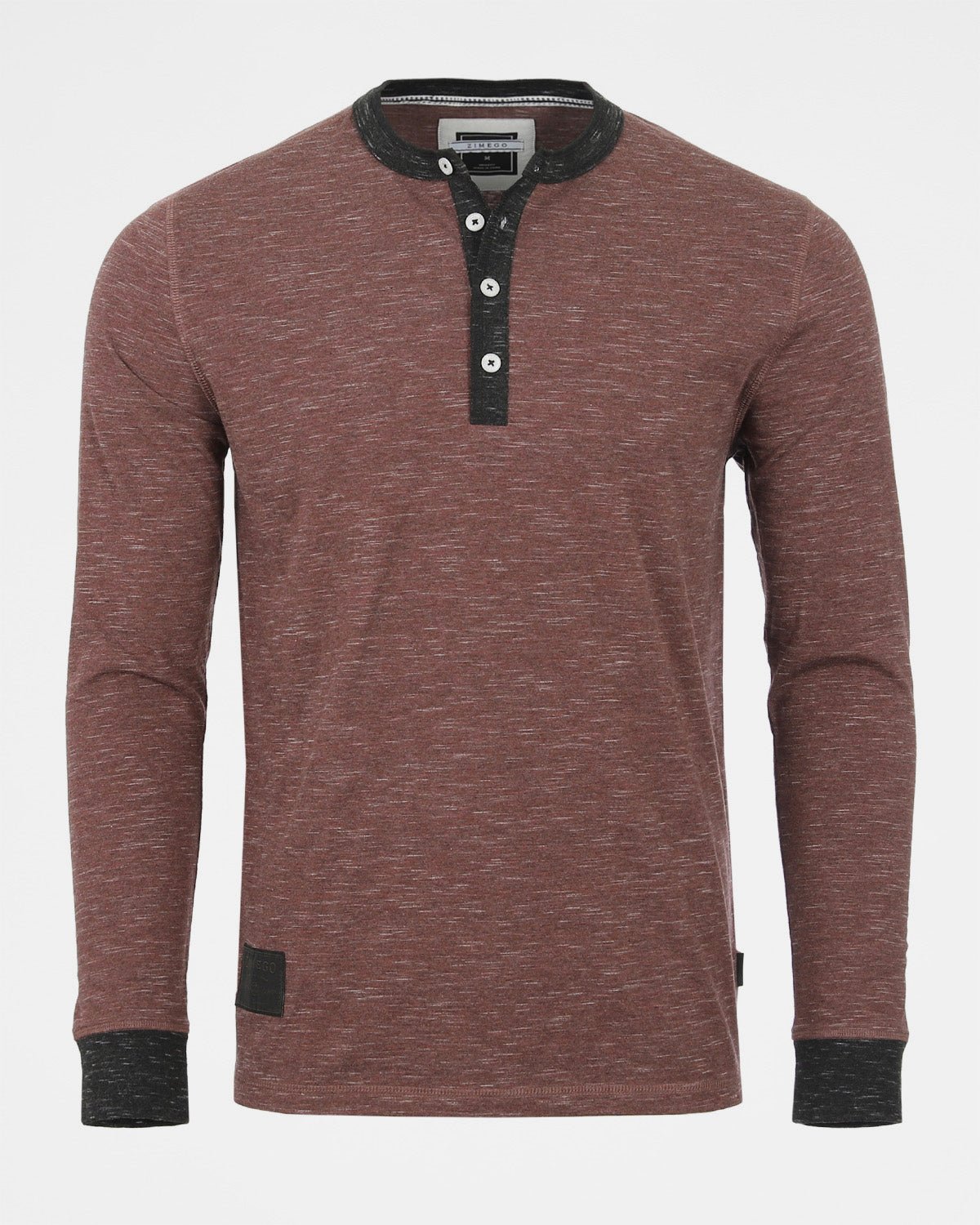 ZIMEGO Men's Long Sleeve Contrast Button Placket Neck Cuffs Casual Henley Shirts - SolutionistLong Sleeve