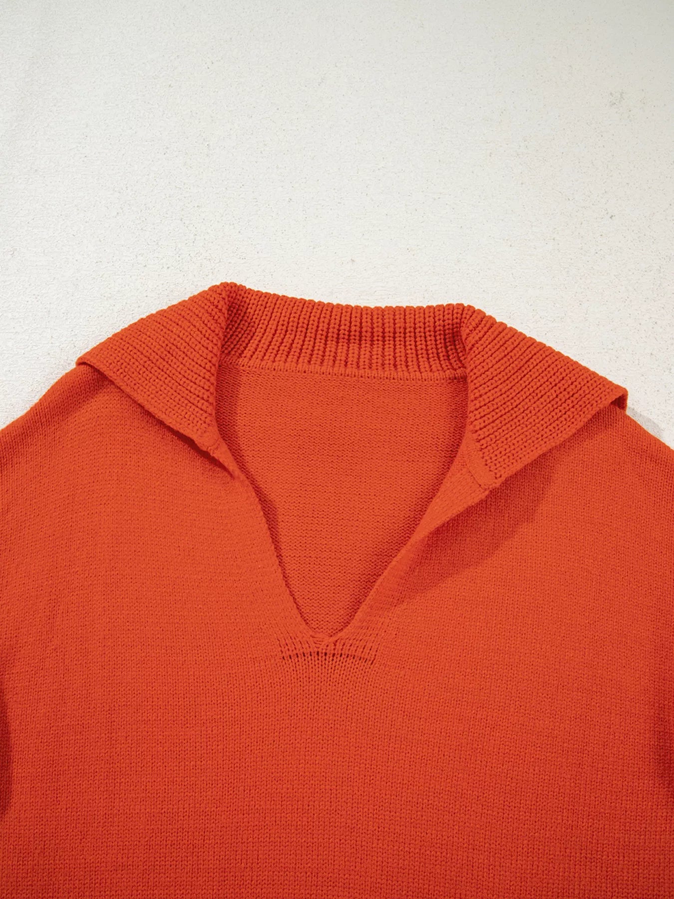 Collared V Neck Ribbed Edge Sweater - Solutionist