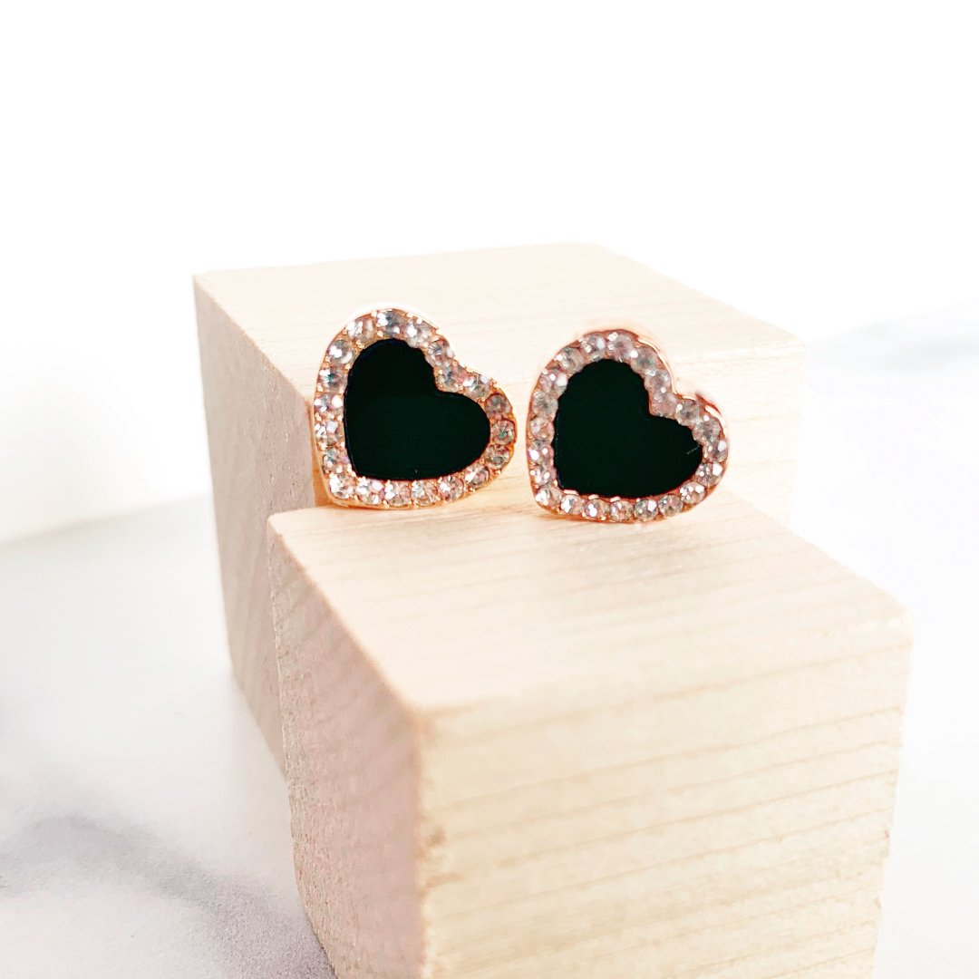 Onyx Heart Earrings - SolutionistEarrings