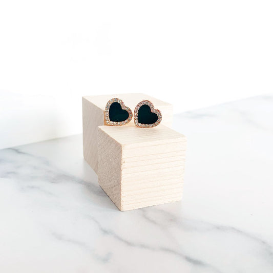 Onyx Heart Earrings - SolutionistEarrings