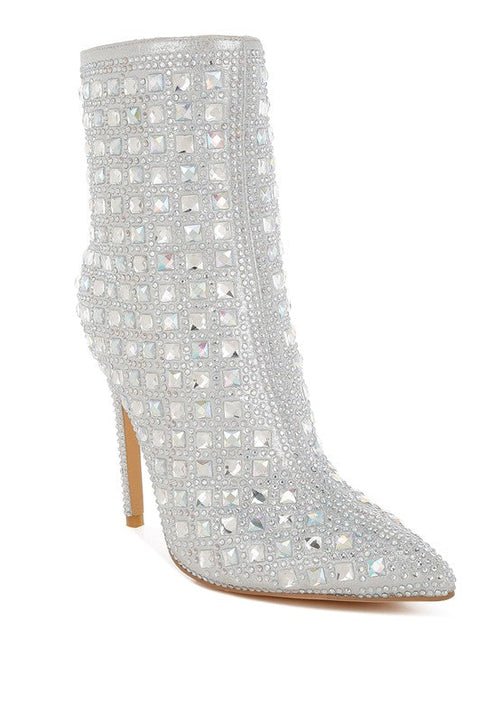Frostin Pointed Toe Rhinestones Stiletto Boots - Solutionist