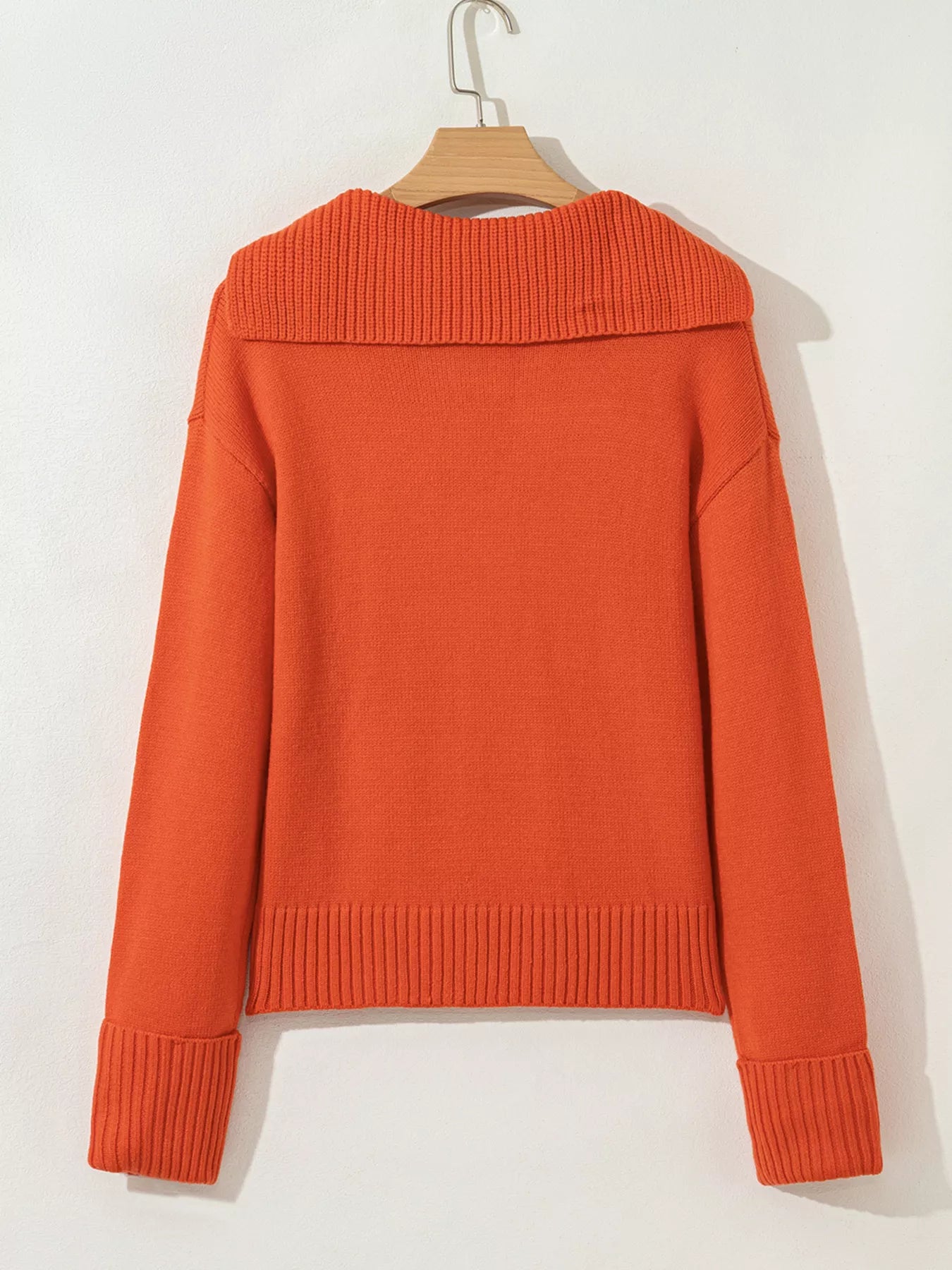 Collared V Neck Ribbed Edge Sweater - Solutionist